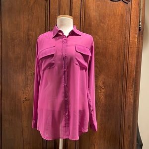 Cabi Sheer Fuschia Blouse